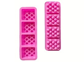 Molde silicona 4 jabones cuadrados masajeadores